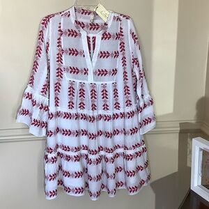 Elan White and Red Patterned Dress